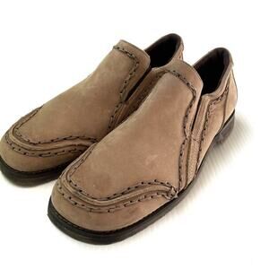 Bed/stu mens slip on leather loafer stitching detail size 13 tan